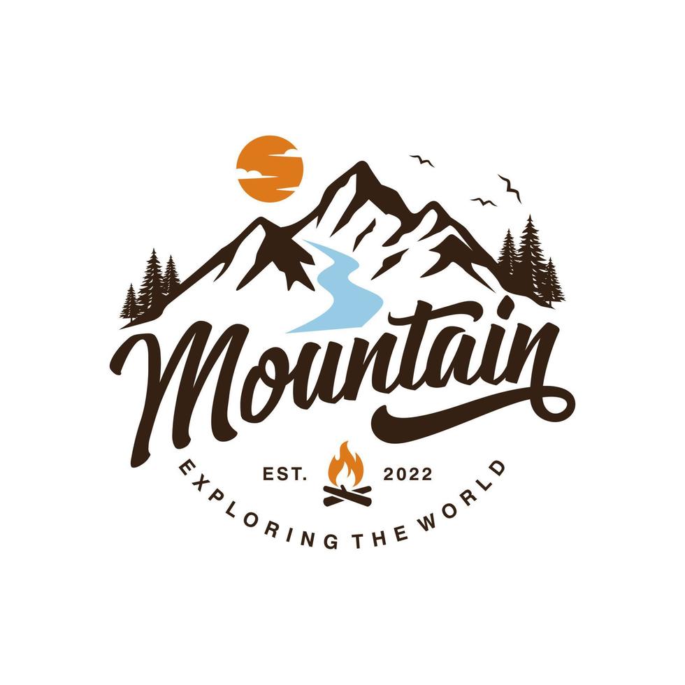 Vintage ▾ montagna logo design modello vettore