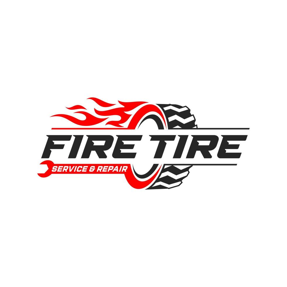 auto ruota nel fuoco fiamma. pneumatici vettore logo design modello.