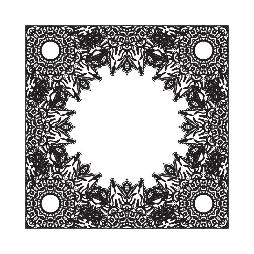 cornice disegnata a mano con mandala. decorazione in ornamenti etnici orientali doodle. vettore