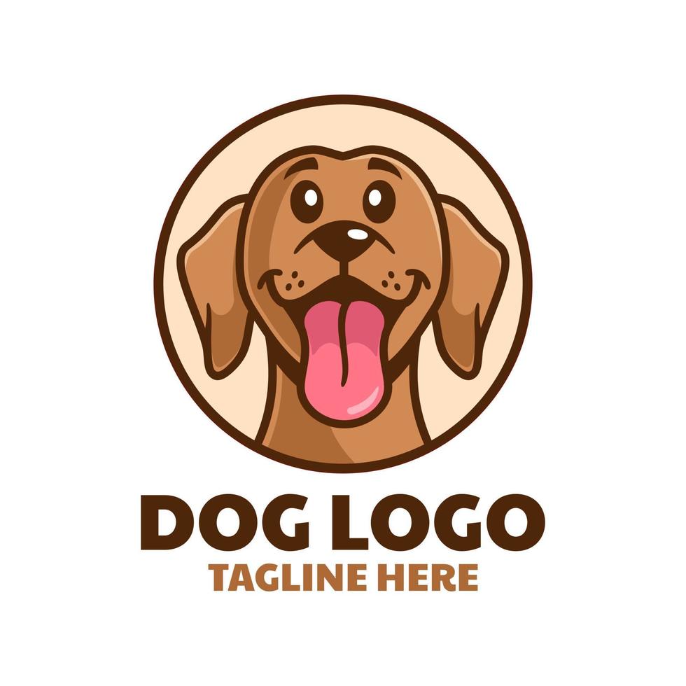 cane testa attaccare lingua su logo design vettore