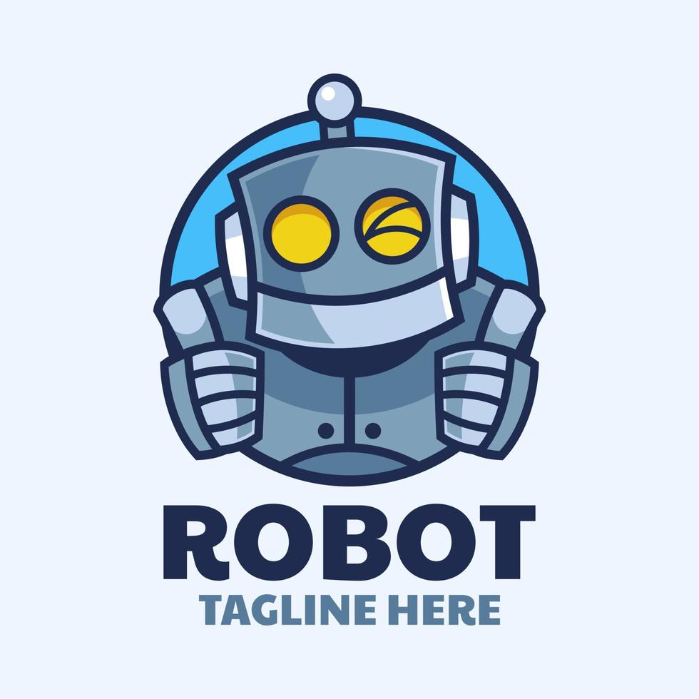 robot pollici su cartone animato logo design vettore