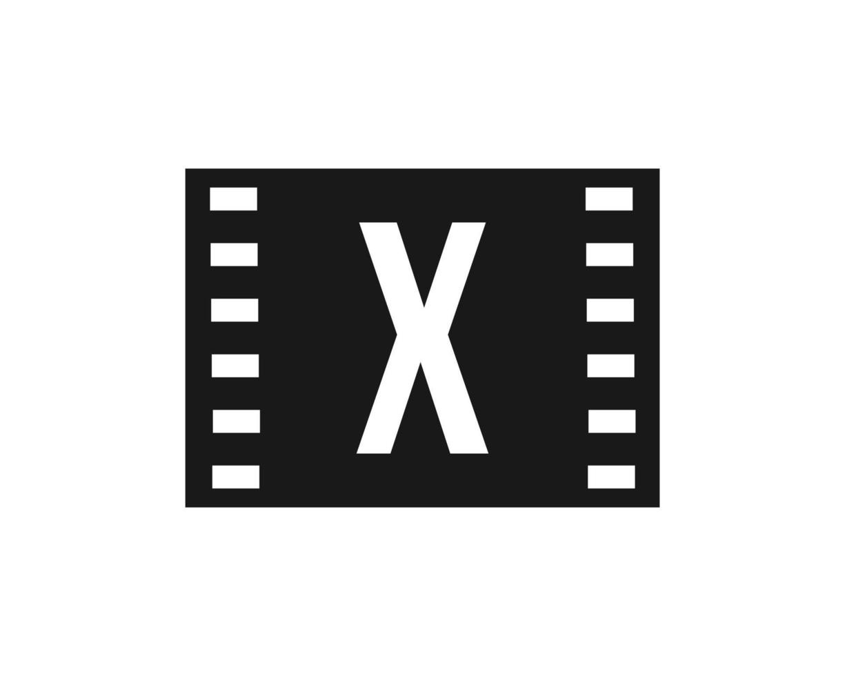 movimento film logo su lettera X. film film cartello, film produzione logo vettore