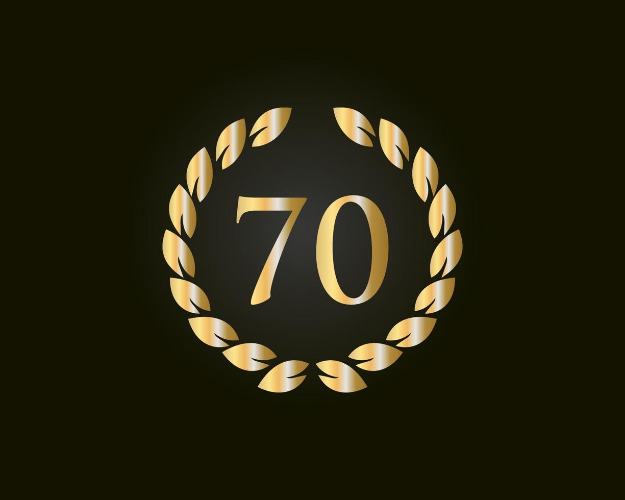 70 ° anni anniversario logo con d'oro squillare isolato su nero sfondo, per compleanno, anniversario e azienda celebrazione vettore