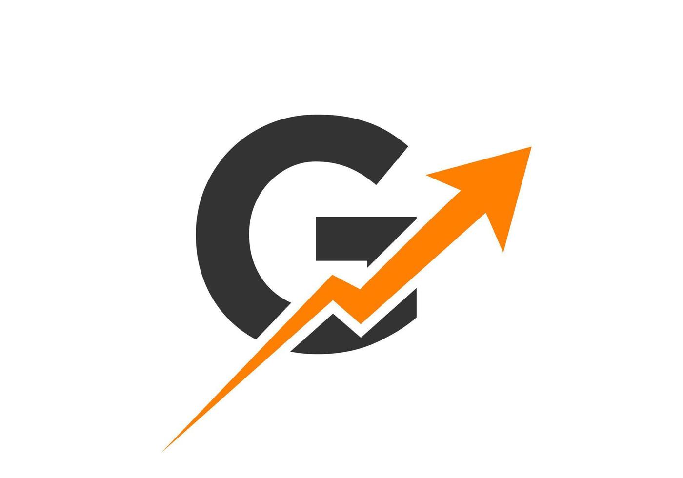 lettera g finanziario logo attività commerciale logotipo con crescita freccia modello vettore