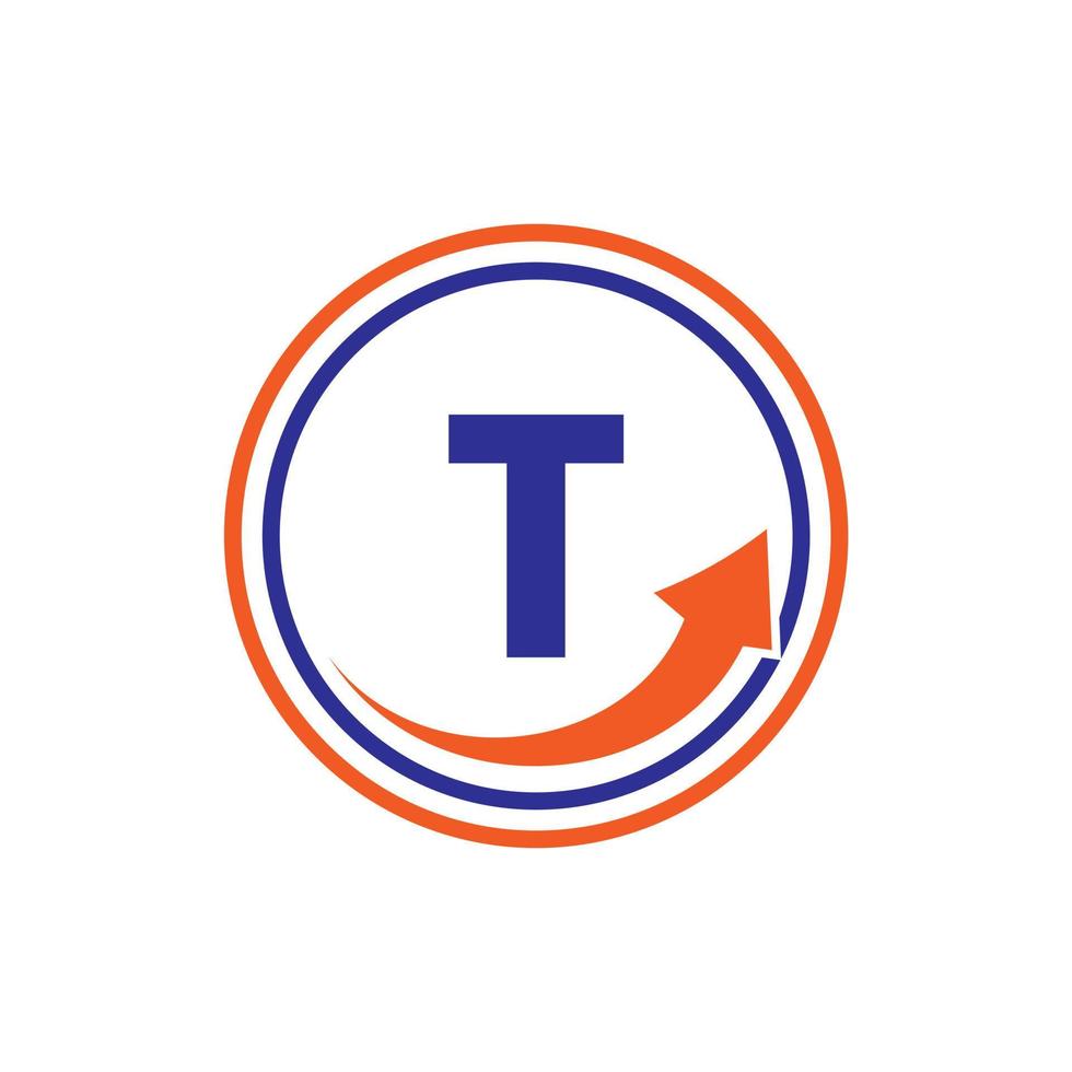 lettera t finanziario logo attività commerciale logotipo con crescita freccia modello vettore