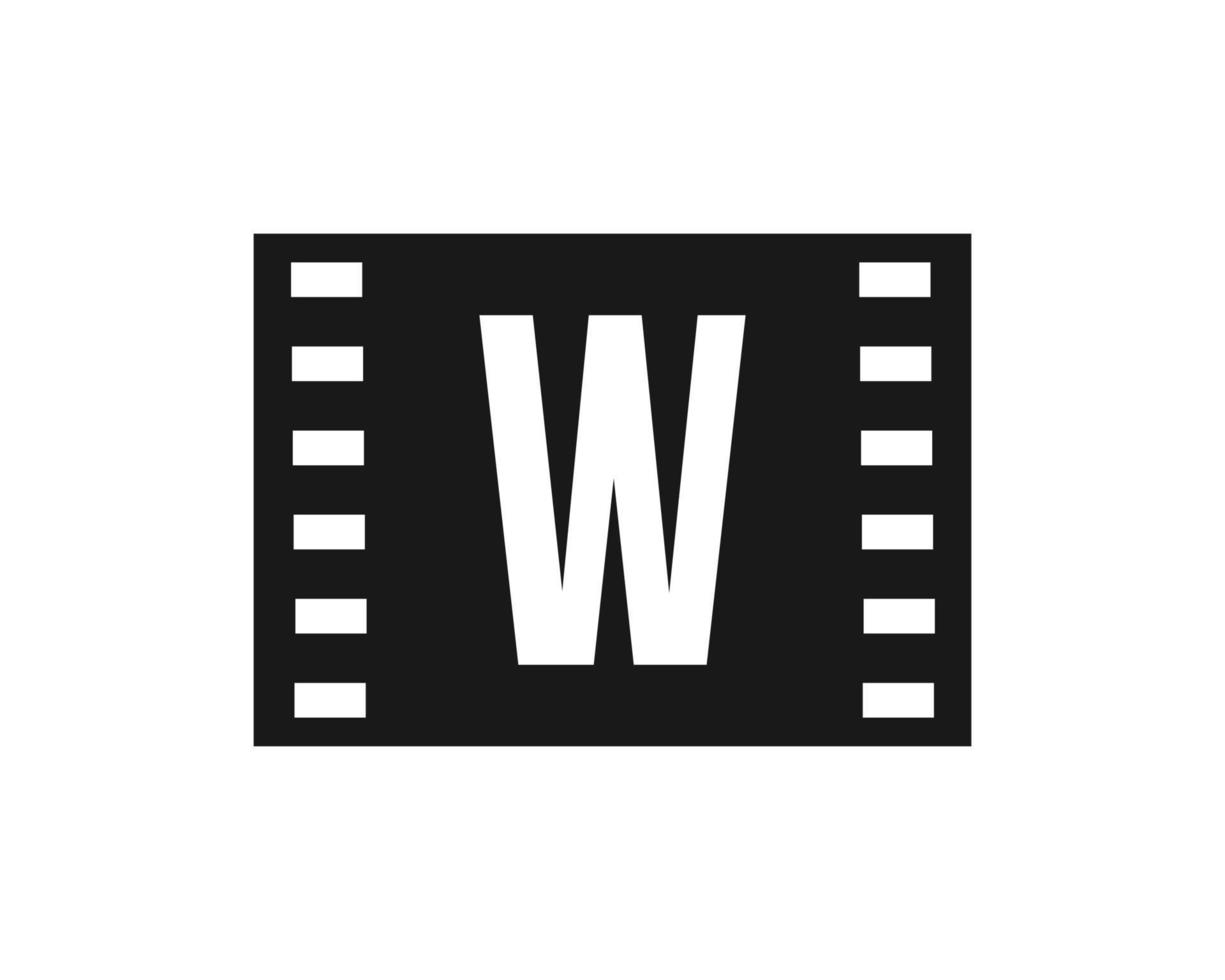 movimento film logo su lettera w. film film cartello, film produzione logo vettore