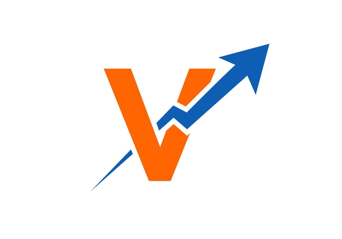 lettera v finanziario logo attività commerciale logotipo con crescita freccia modello vettore