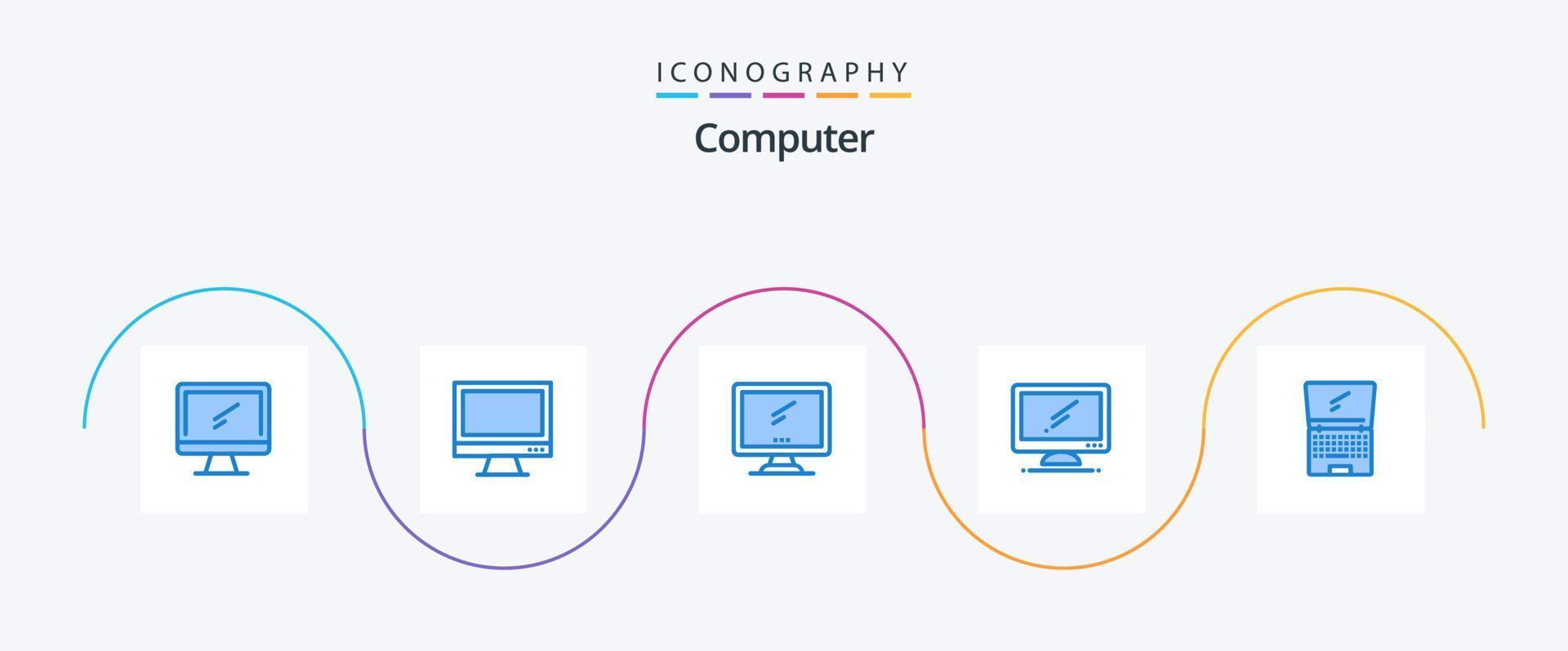 computer blu 5 icona imballare Compreso . il computer portatile. vettore