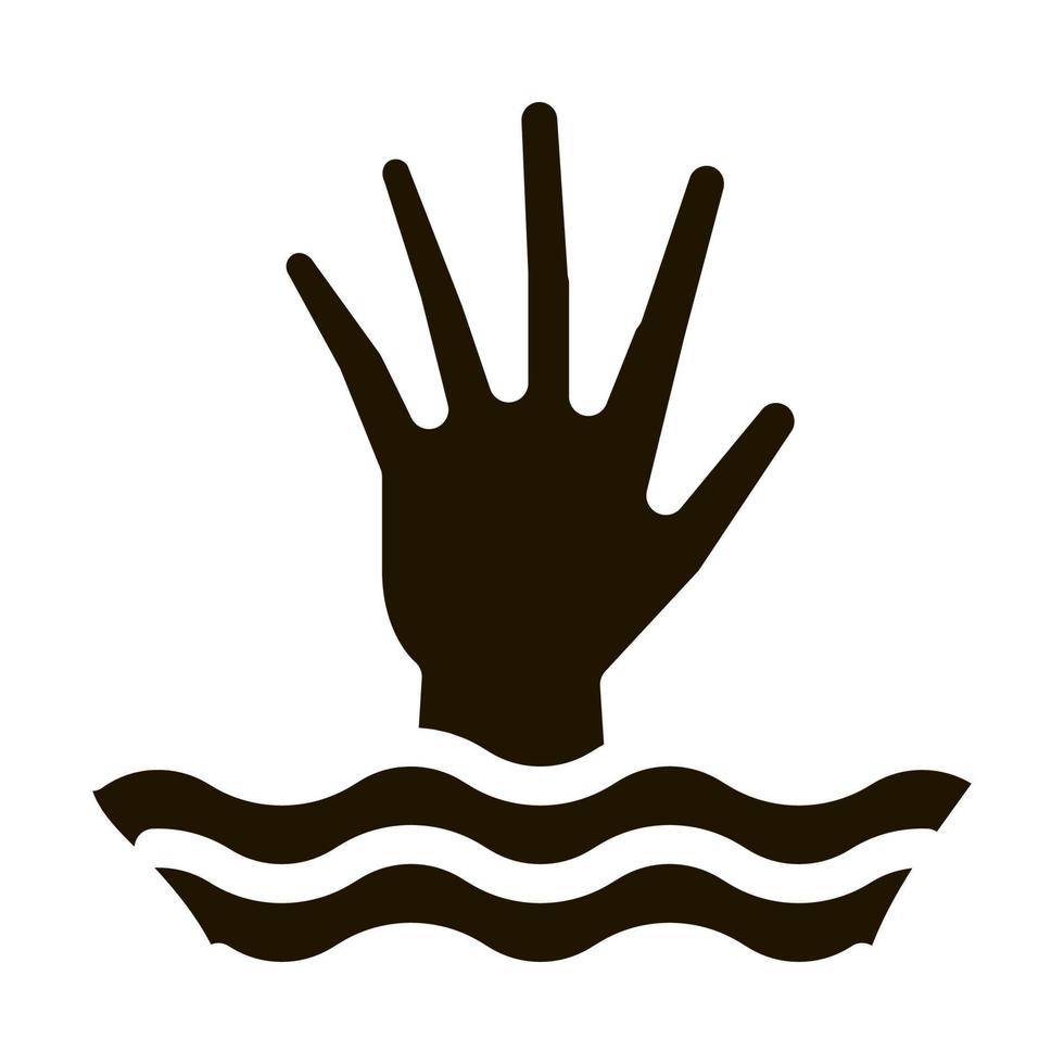 Salvataggio annegamento uomo icona vettore glifo illustrazione