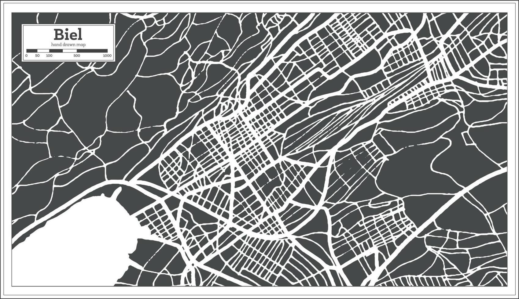 biel Svizzera città carta geografica nel retrò stile. schema carta geografica. vettore