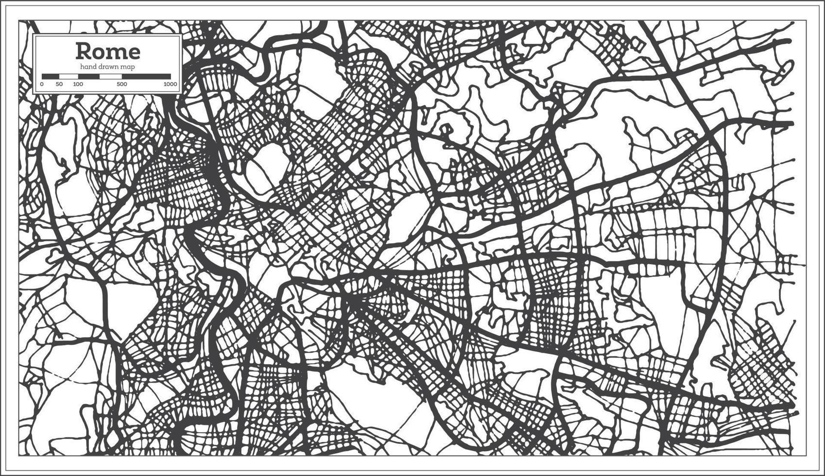Roma Italia città carta geografica nel nero e bianca colore. vettore
