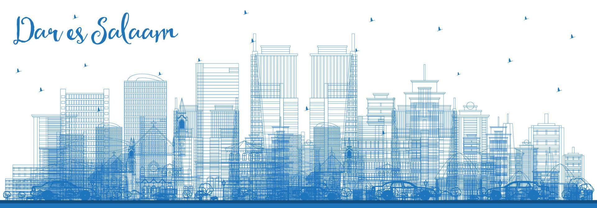 schema dar es salaam Tanzania orizzonte con blu edifici. vettore