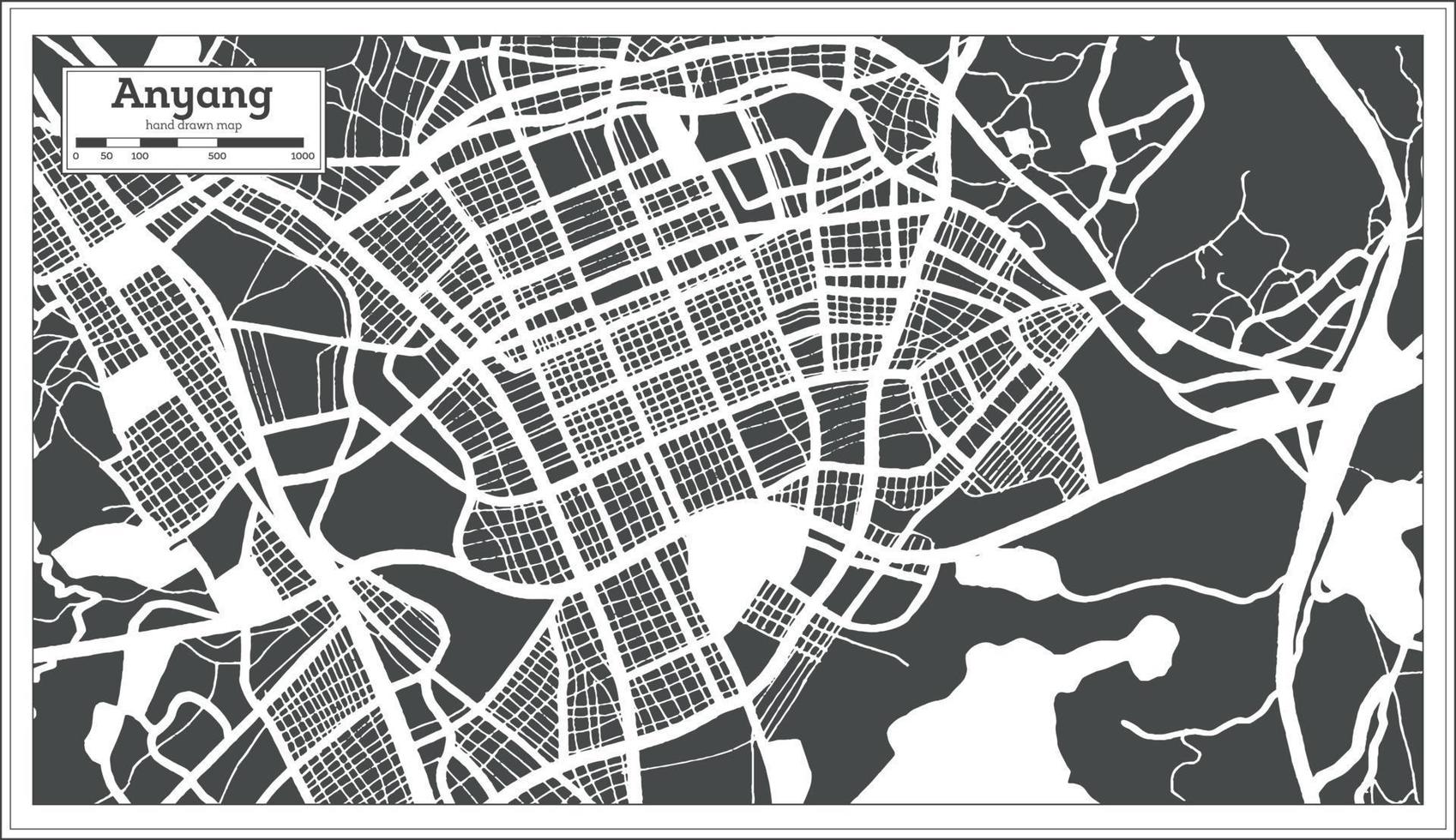 anyang Sud Corea città carta geografica nel retrò stile. schema carta geografica. vettore