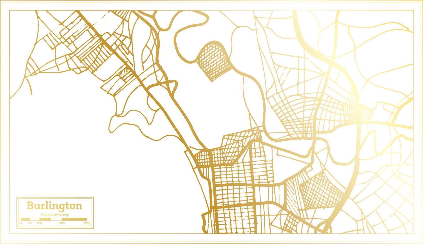 burlington Vermont Stati Uniti d'America città carta geografica nel retrò stile nel d'oro colore. schema carta geografica. vettore