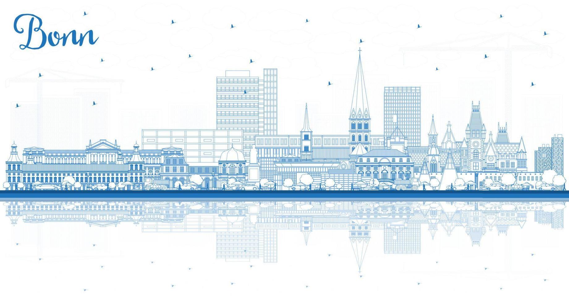 schema bonn Germania città orizzonte con blu edifici e riflessi. vettore