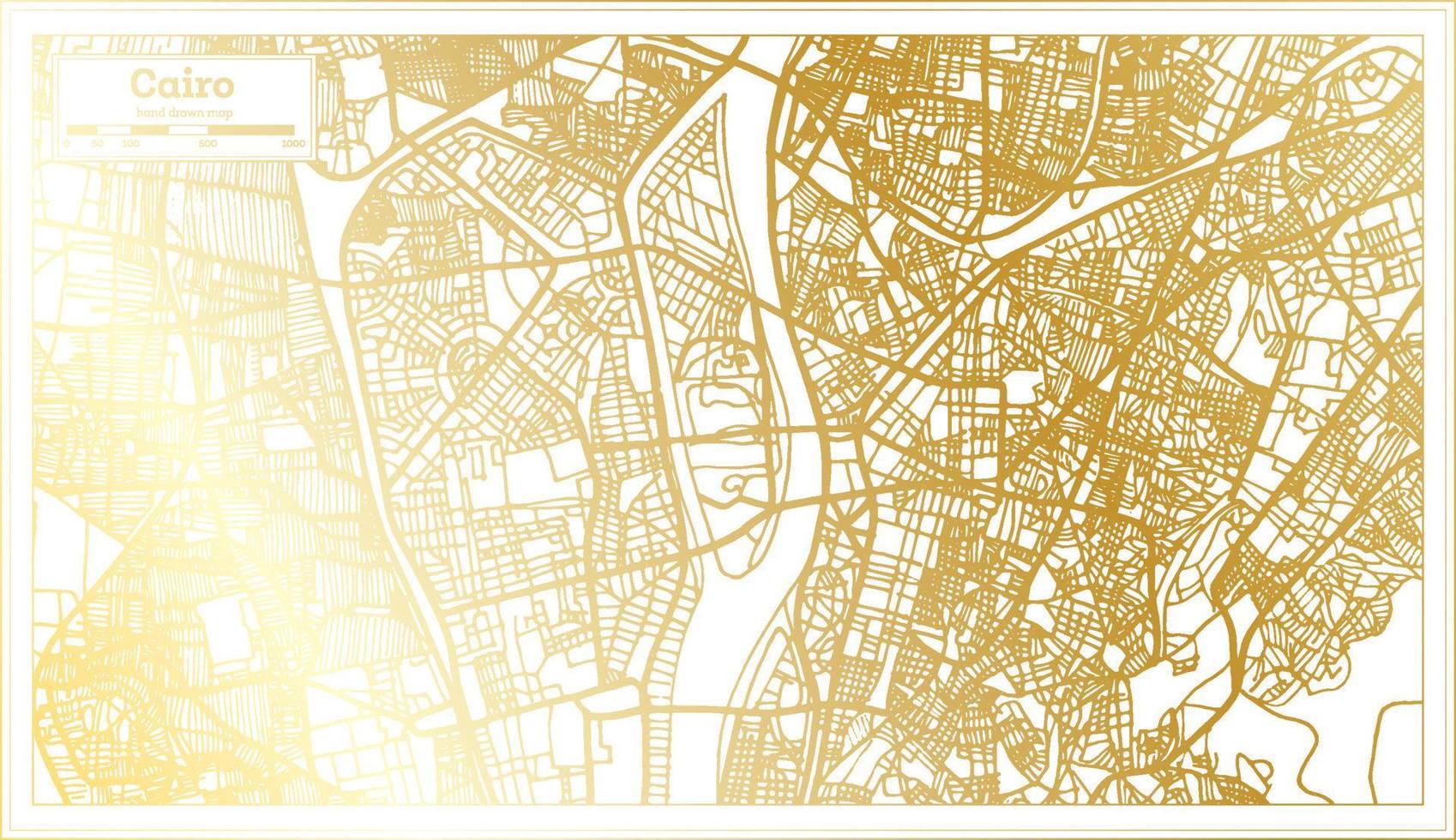 Cairo Egitto città carta geografica nel retrò stile nel d'oro colore. schema carta geografica. vettore