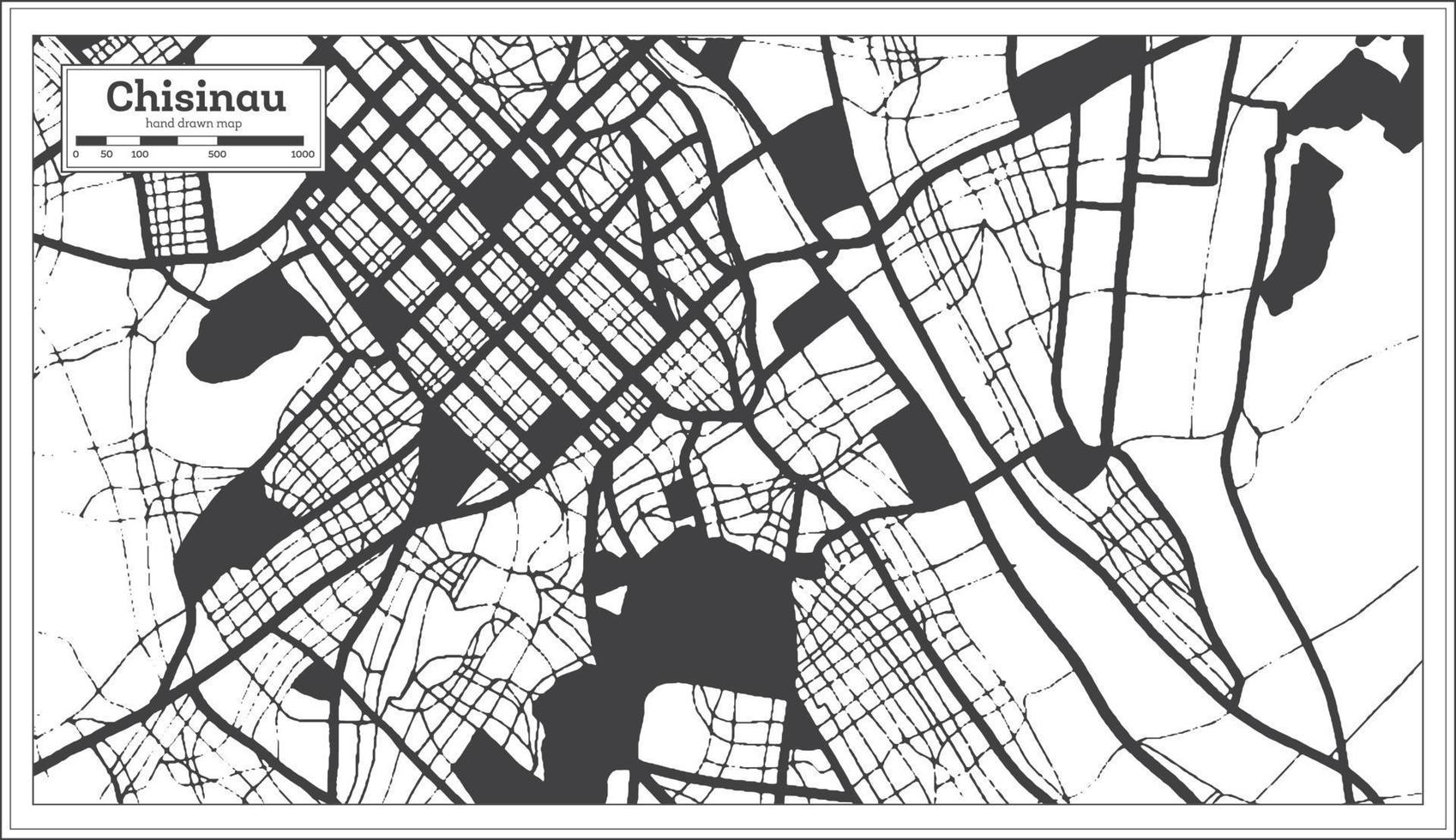 chisinau moldova città carta geografica nel nero e bianca colore nel retrò stile. schema carta geografica. vettore