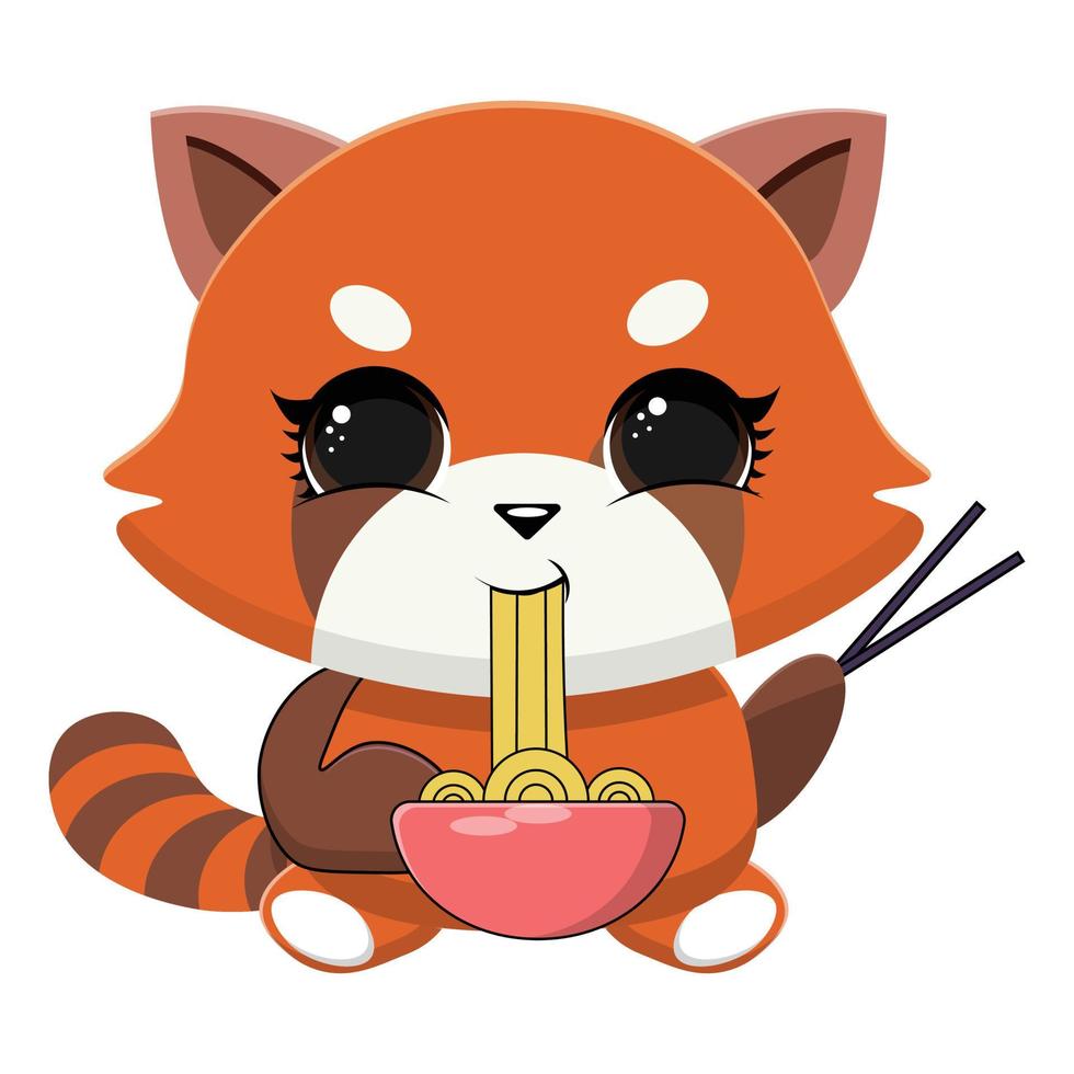 carino rosso panda vettore icona illustrazione. animale icona concetto isolato premio vettore. piatto cartone animato stile
