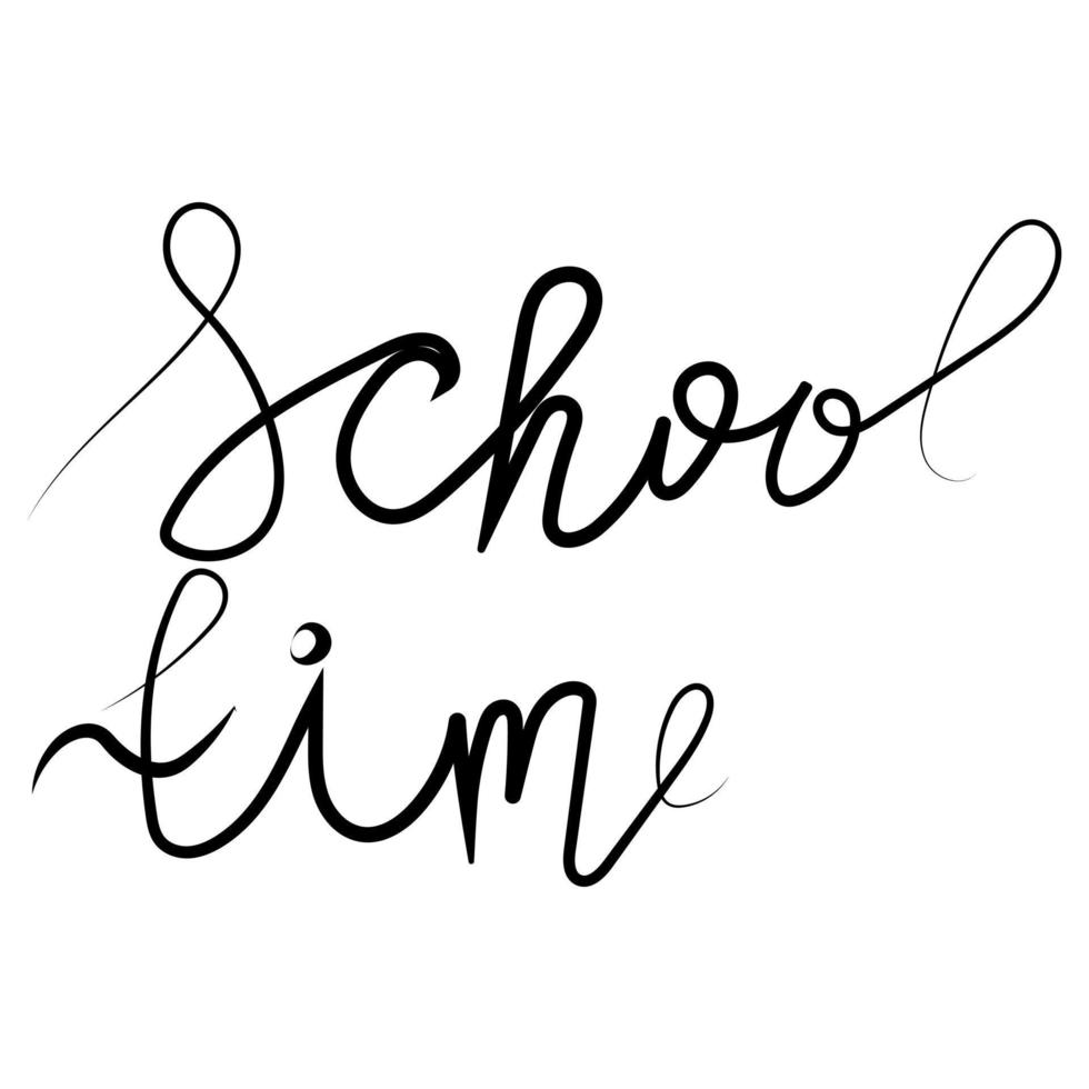 scuola tempo mano disegnato lettering vettore