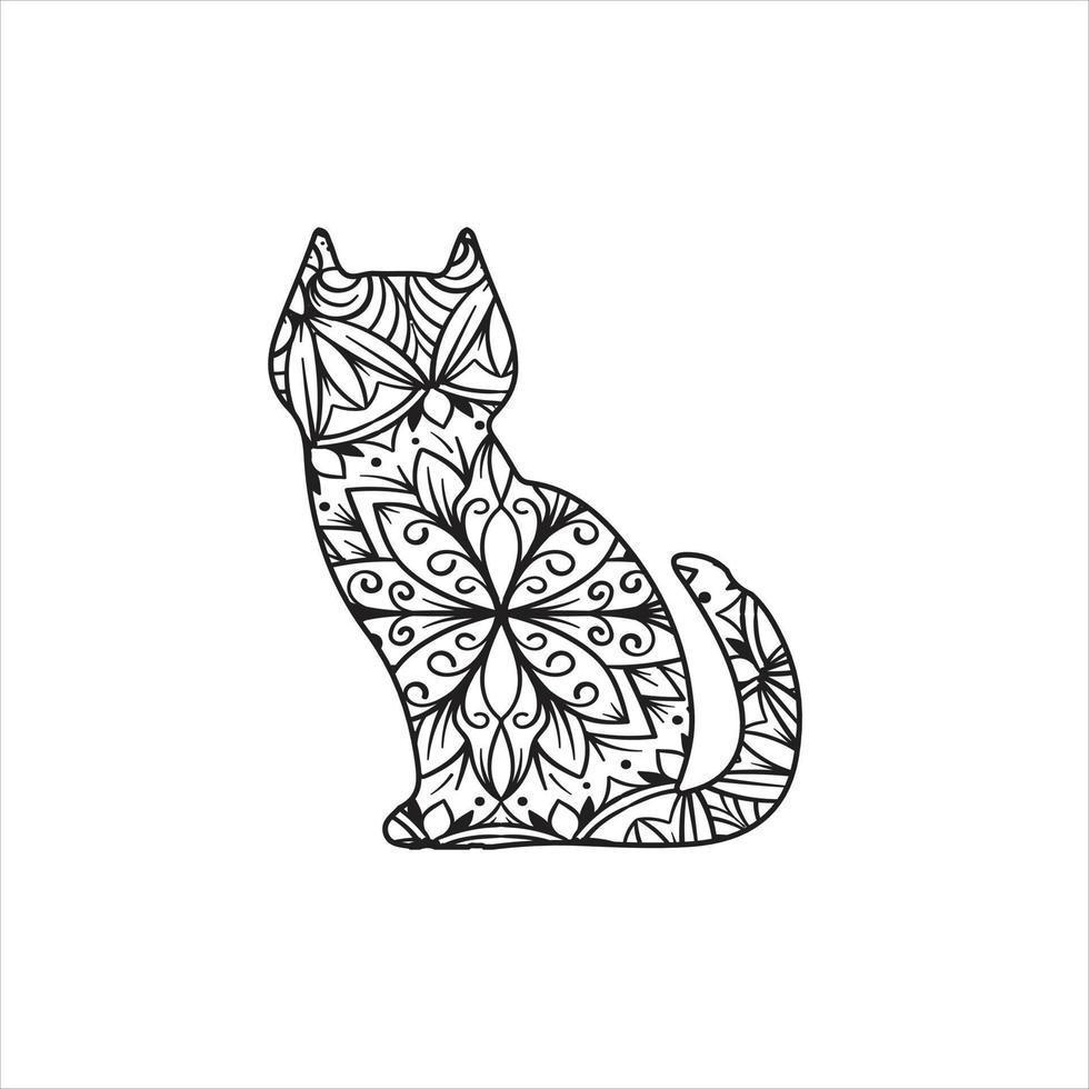 vettore mandala gatto colorazione pagina per bambini e adulto