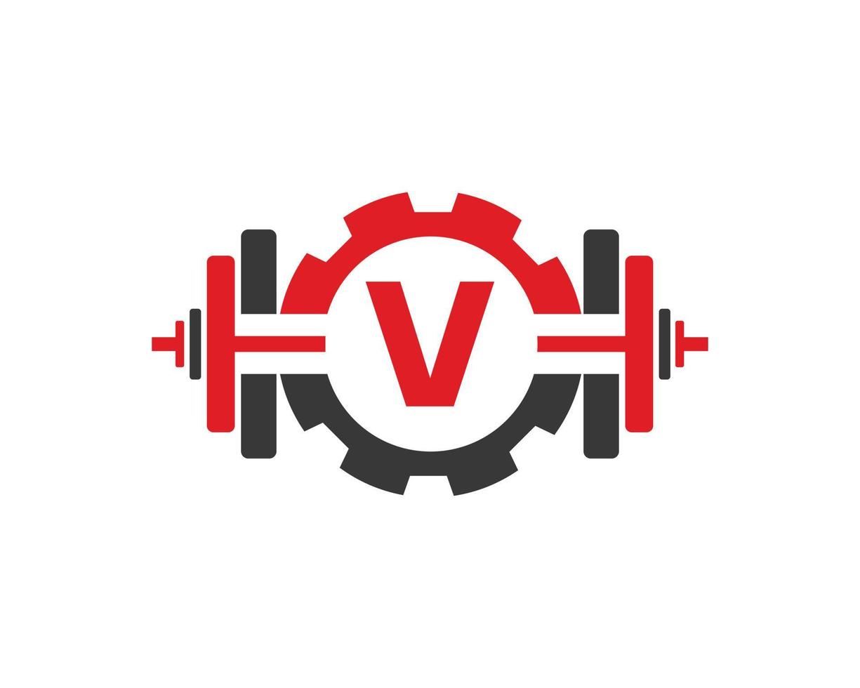 iniziale alfabeto lettera v Palestra fitness logo design modello vettore
