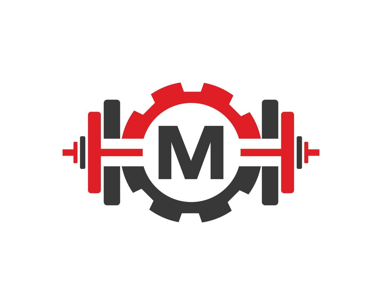 iniziale alfabeto lettera m Palestra fitness logo design modello vettore