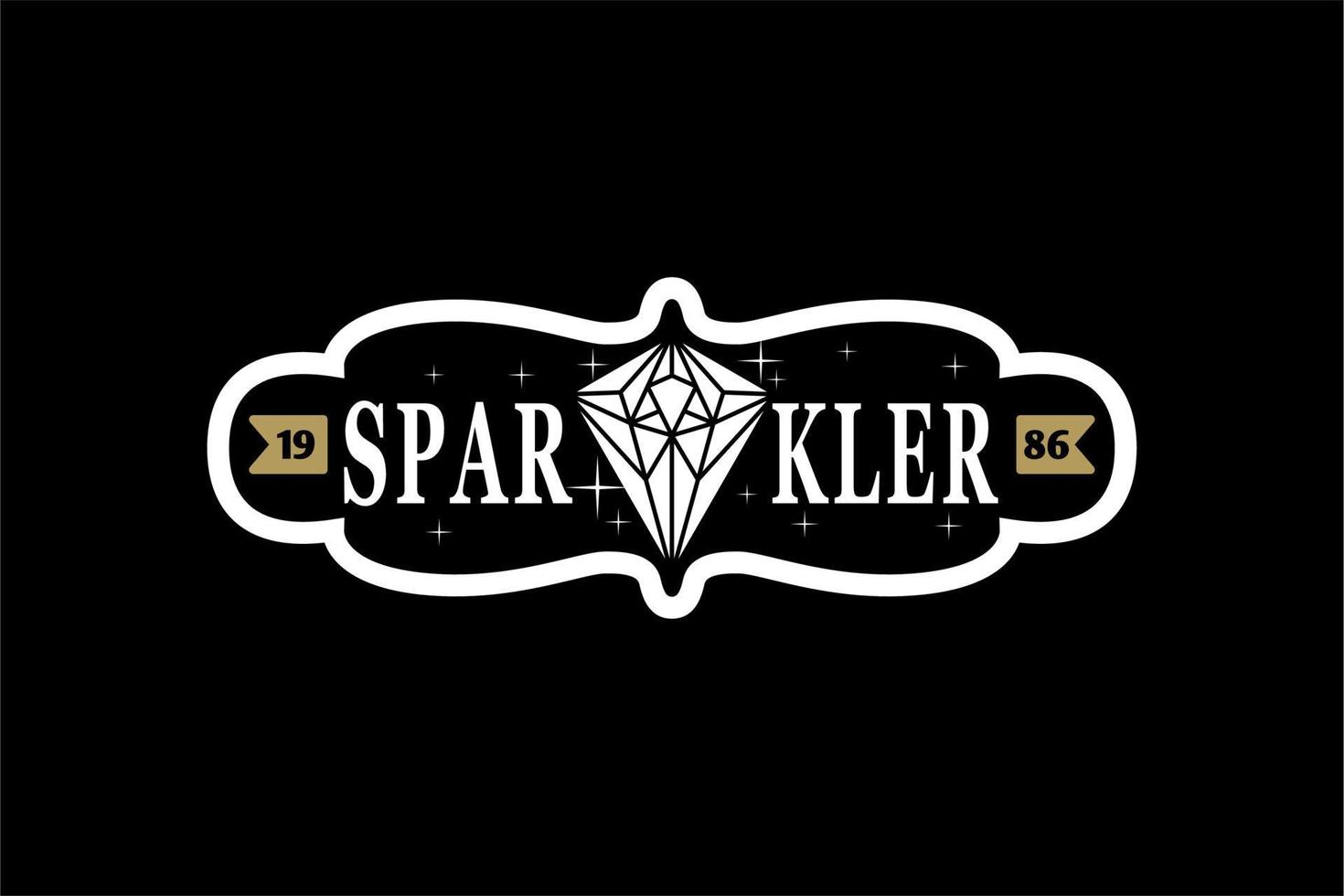 sparkler tipografia con diamante geometrico icona per gioielleria azienda logo Vintage ▾ design vettore