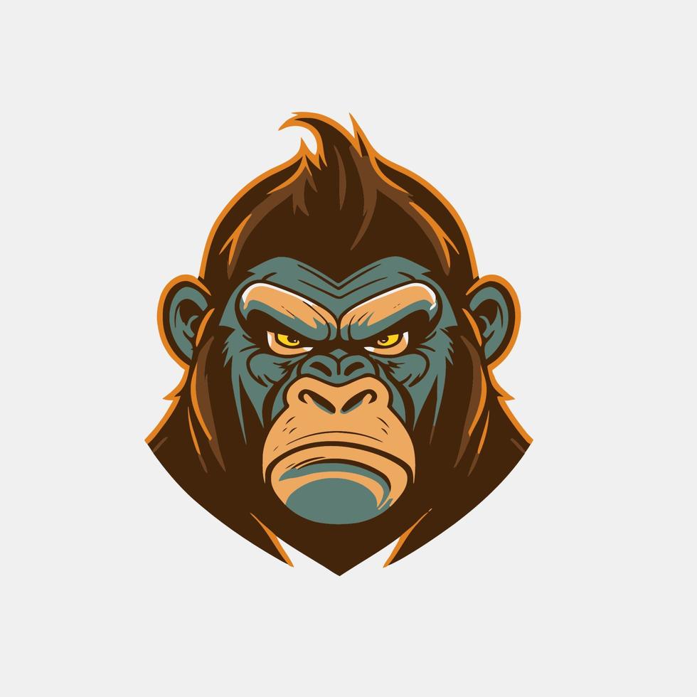 gorilla testa logo animale personaggio logo portafortuna vettore cartone animato design modello