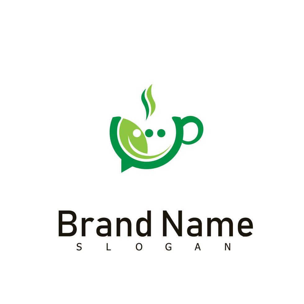 bevanda tè Chiacchierare verde logo design simbolo vettore