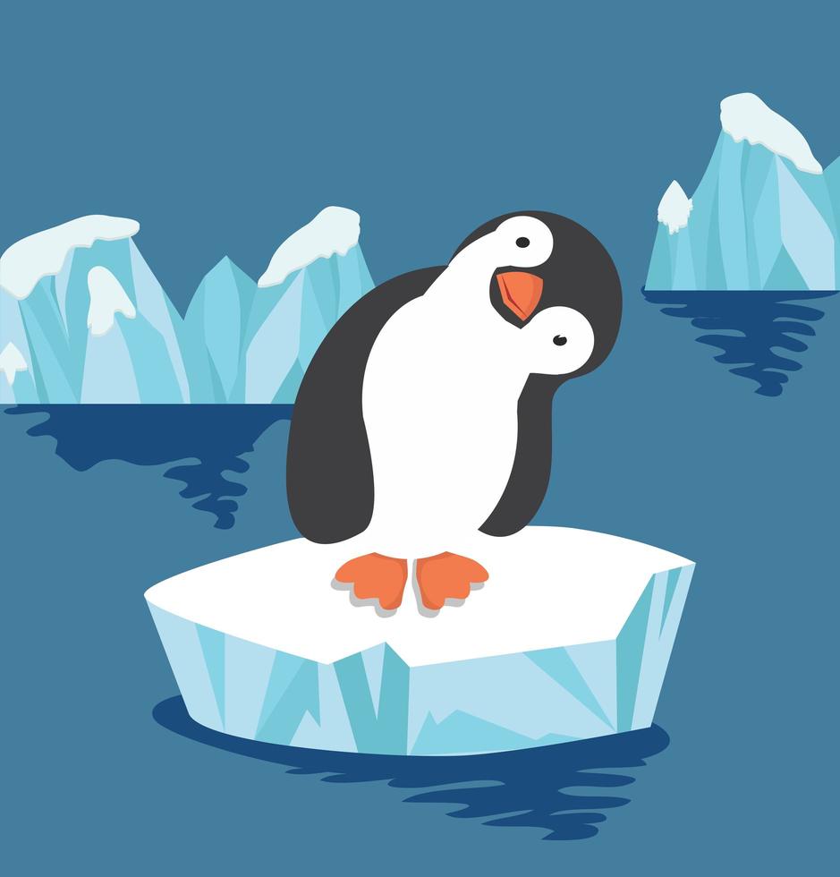simpatico pinguino su un lastrone di ghiaccio vettore