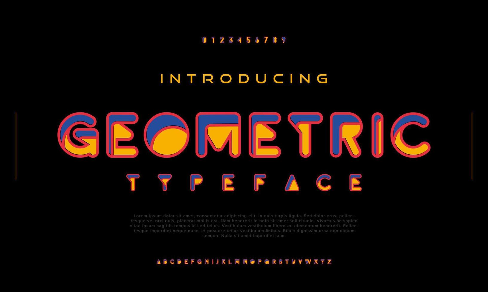 geometrico urbano font, semplice grassetto colorato tipografia vettore