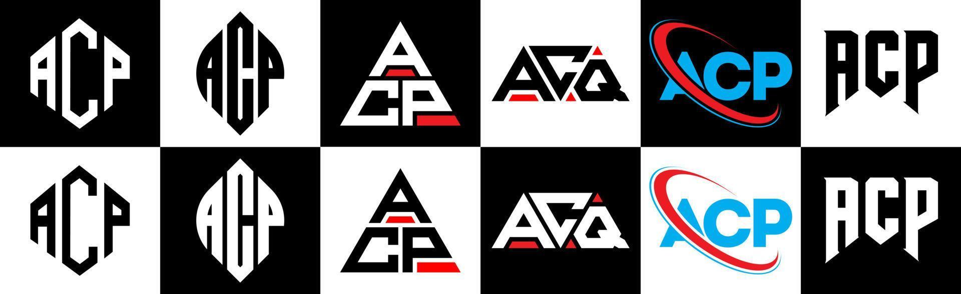 ap lettera logo design nel sei stile. ap poligono, cerchio, triangolo, esagono, piatto e semplice stile con nero e bianca colore variazione lettera logo impostato nel uno tavola da disegno. ap minimalista e classico logo vettore