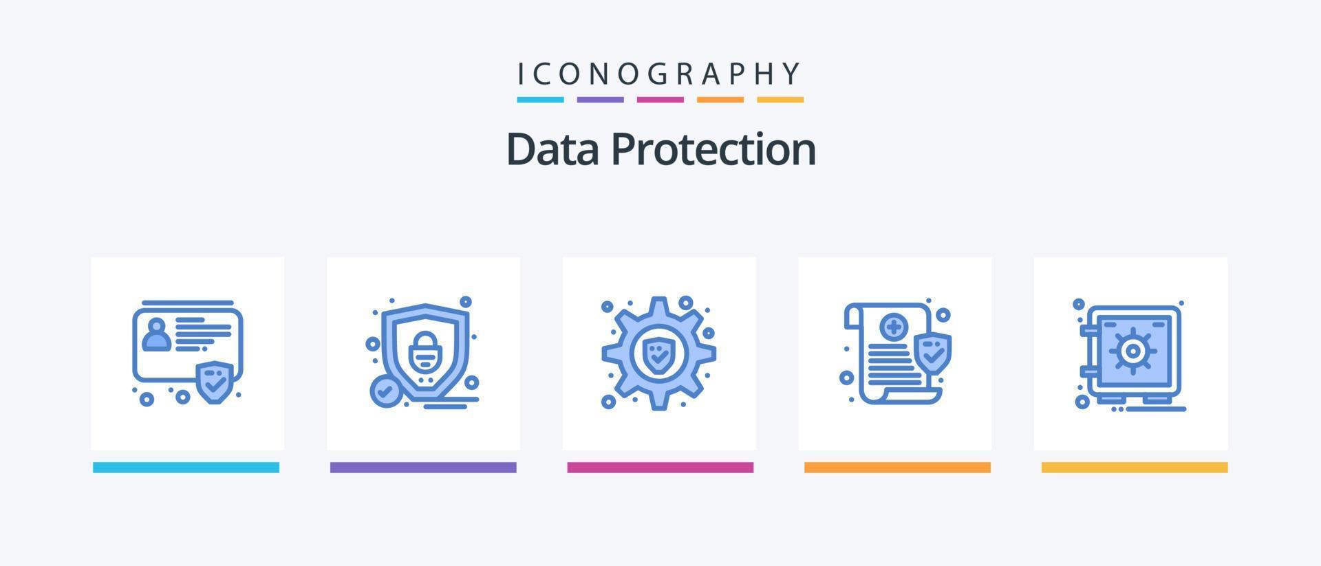 dati protezione blu 5 icona imballare Compreso volta. sicuro. sicurezza. armadietto. privacy. creativo icone design vettore