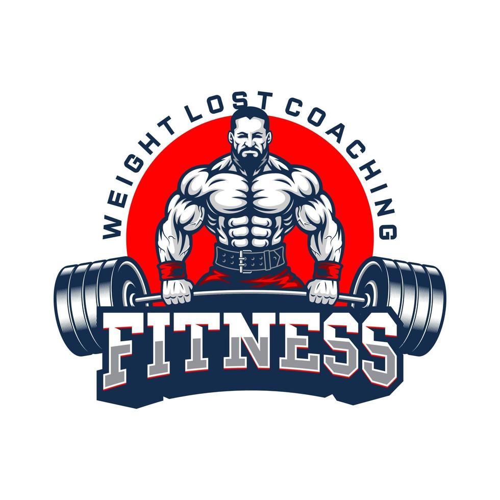 bodybuilding emblema e Palestra logo design vettore modello