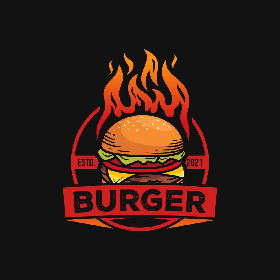 caldo hamburger vettore logo illustrazione. moderno hamburger emblema. vettore arte.