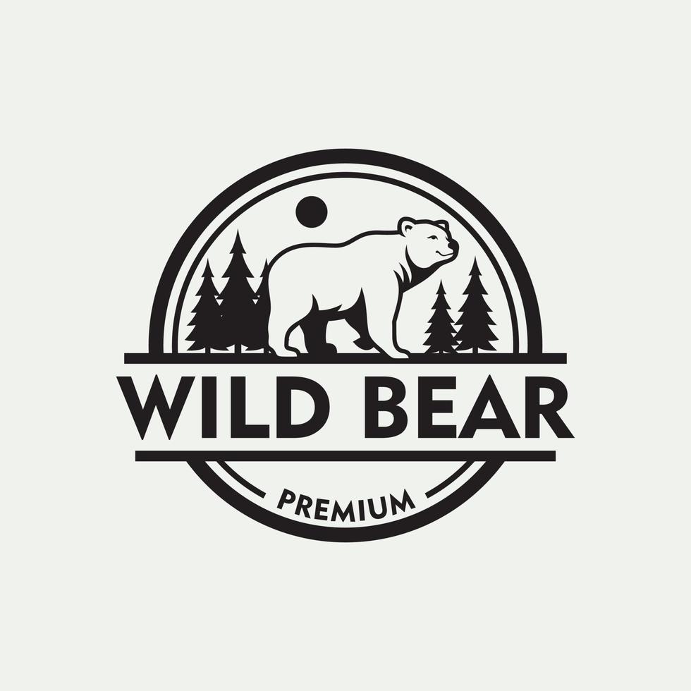 Vintage ▾ orso emblema distintivo logo design vettore modello