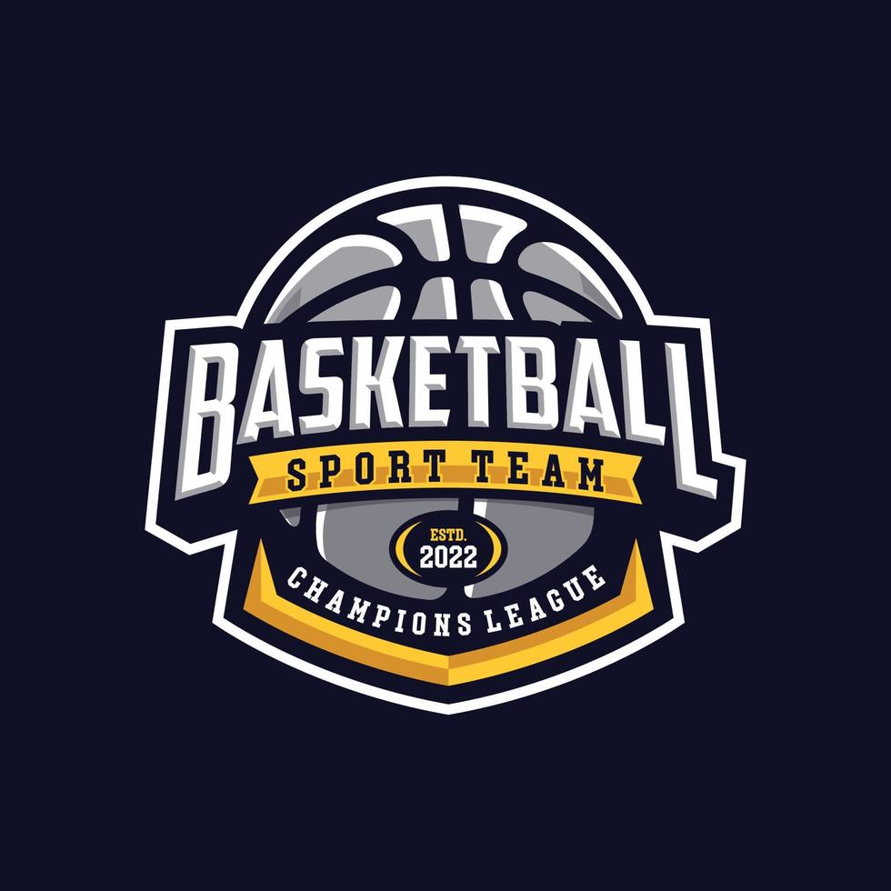 pallacanestro club logo, emblema, disegni con sfera. sport distintivo vettore illustrazione