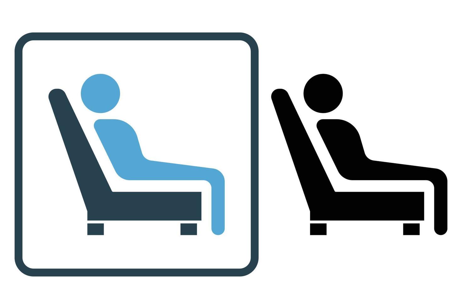 tempo libero icona illustrazione. persone icona con posto a sedere. icona relazionato per stile di vita. solido icona stile. semplice vettore design modificabile