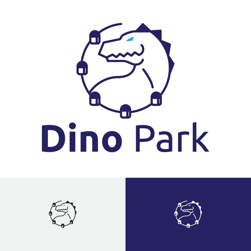 divertimento parco dinosauro t-rex dino avventura vacanza logo vettore