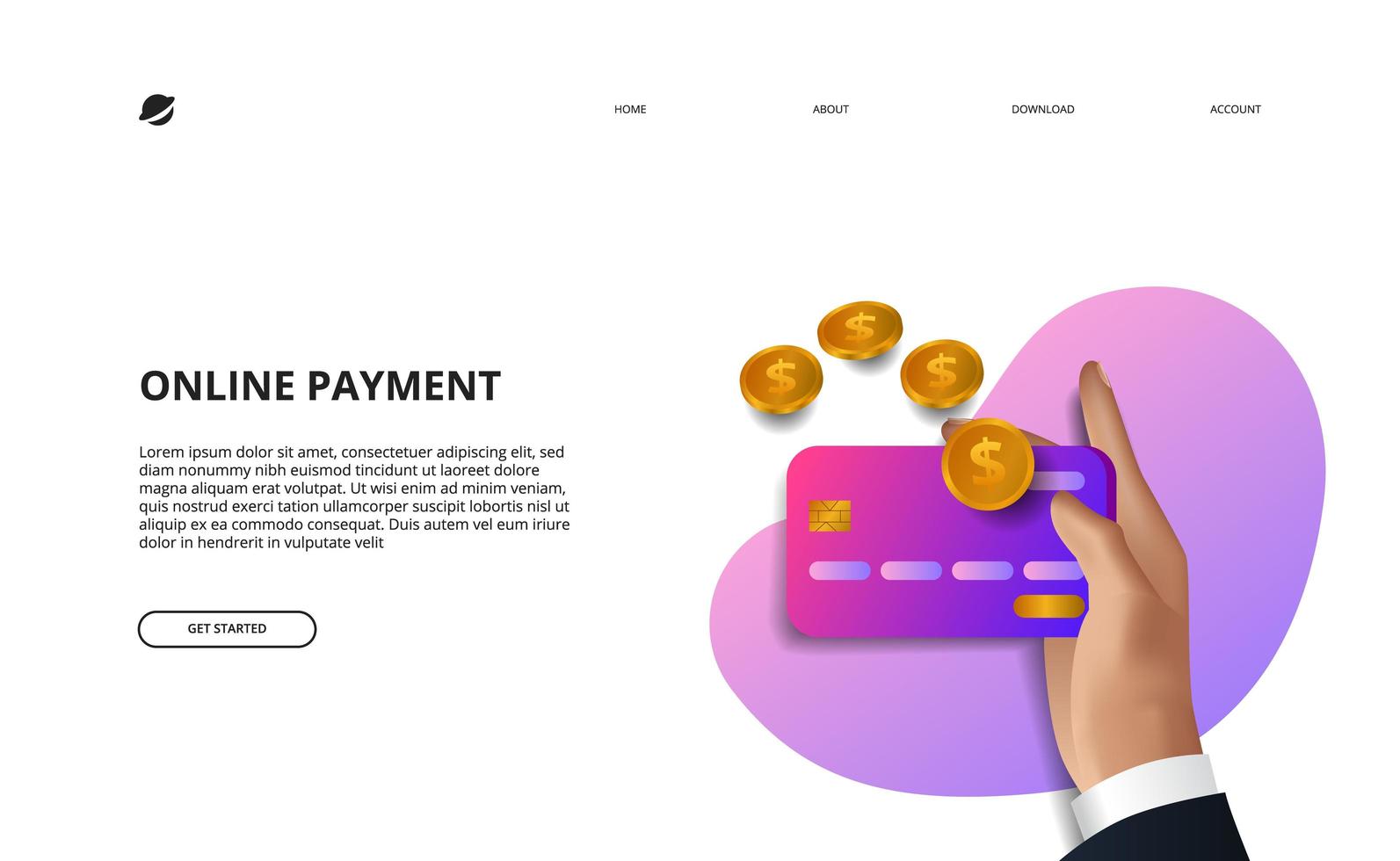 illustrazione della pagina di destinazione del pagamento online concetto di commercio elettronico di finanza aziendale vettore