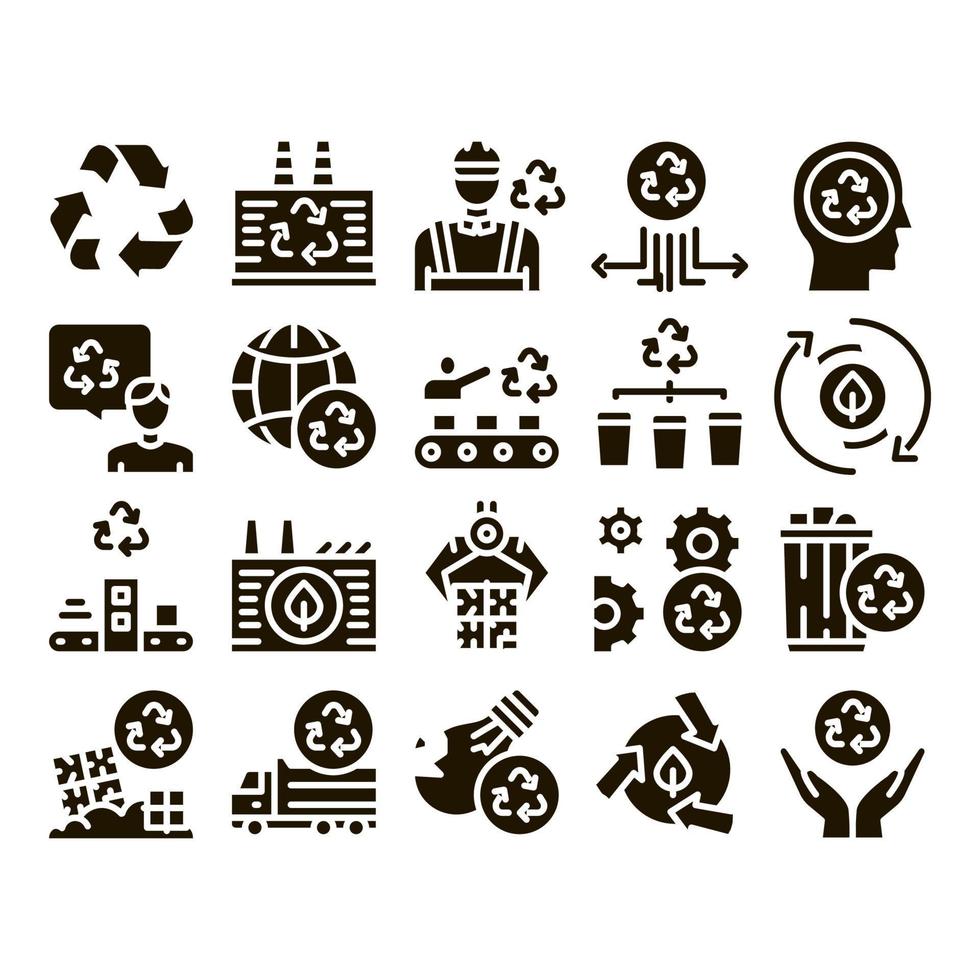 riciclare fabbrica ecologia industria icone impostato vettore