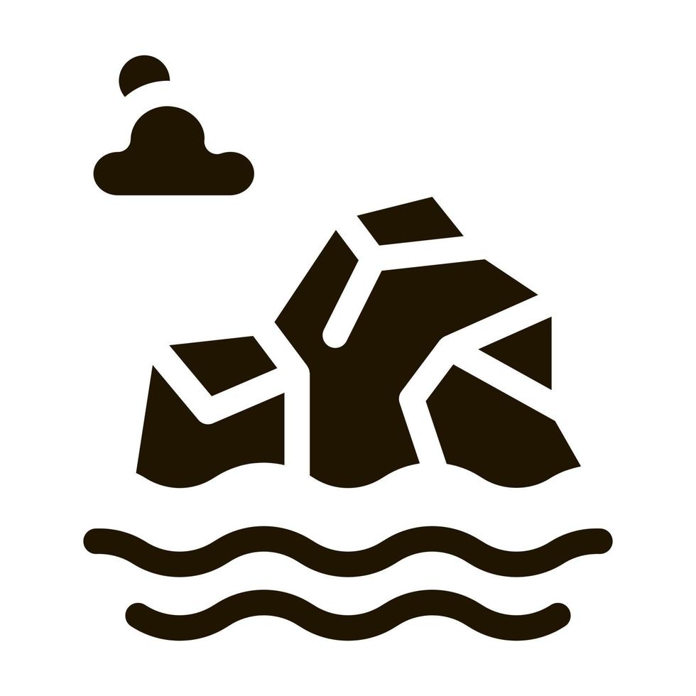 iceberg nel mare icona vettore glifo illustrazione