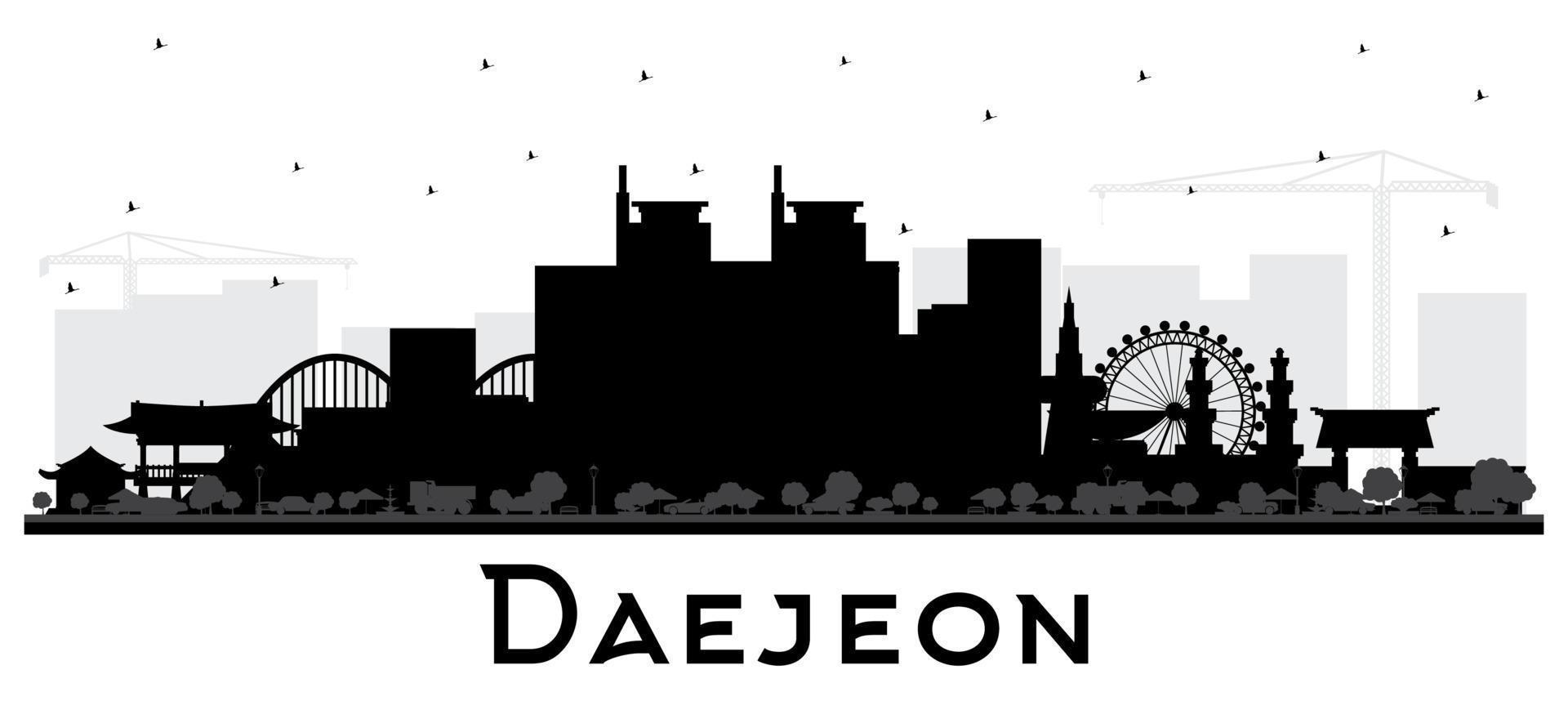 daejeon Sud Corea città orizzonte silhouette con nero edifici isolato su bianca. vettore
