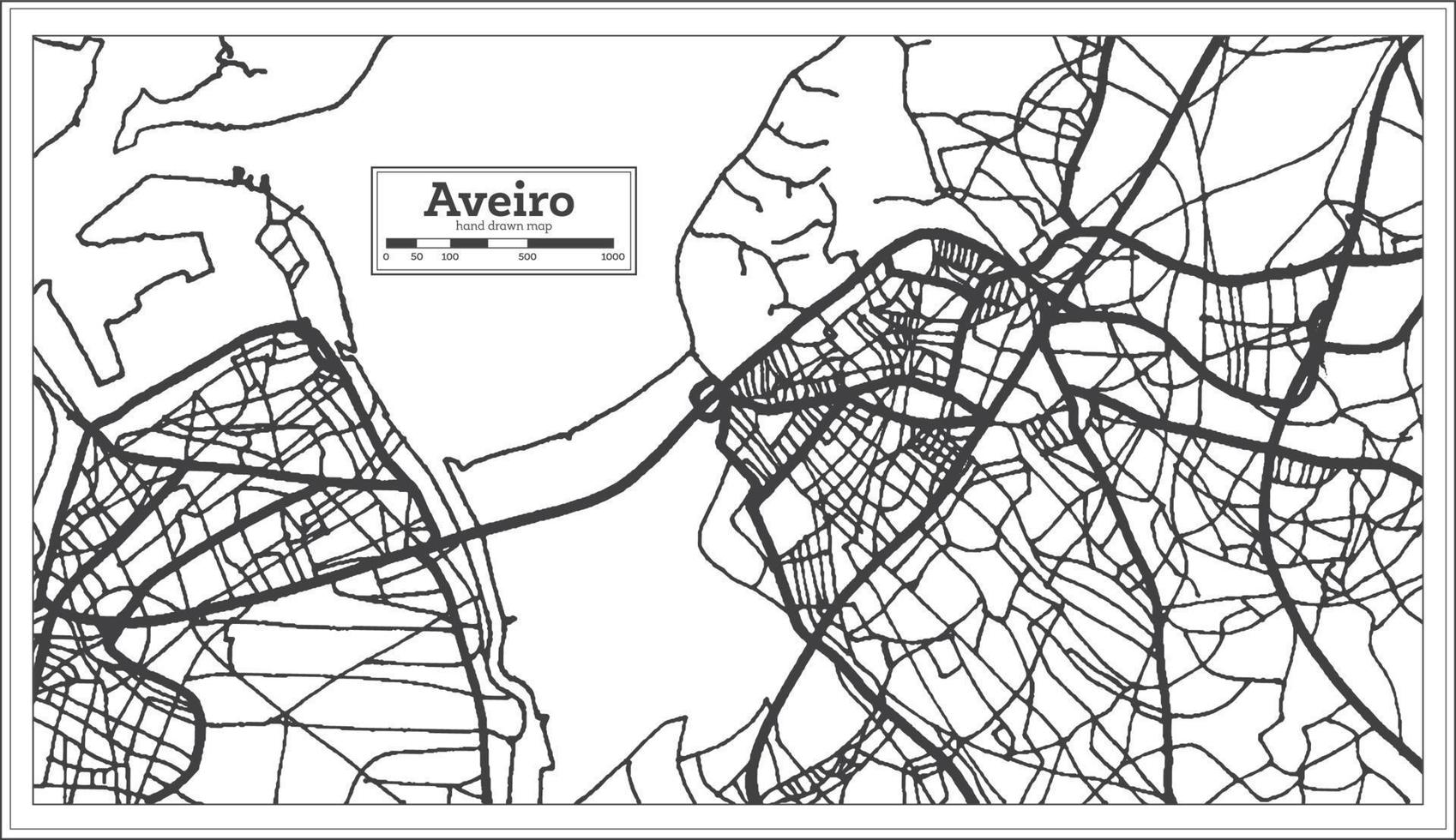 aveiro Portogallo città carta geografica nel retrò stile. schema carta geografica. vettore