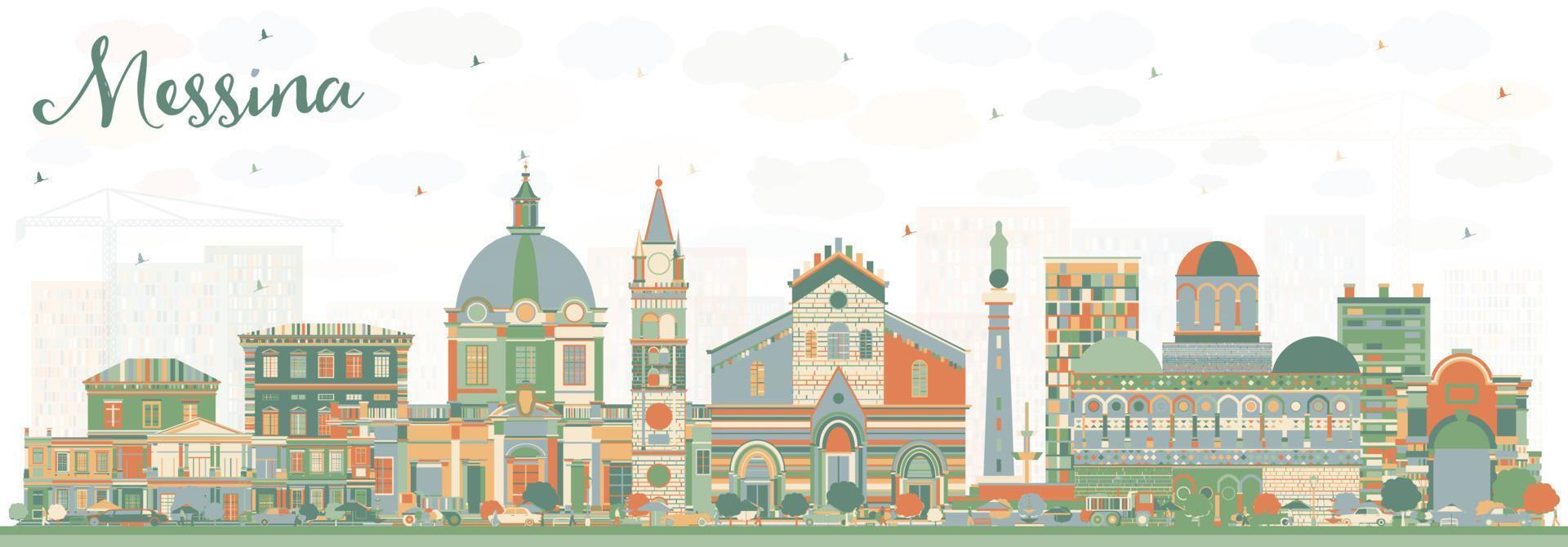 messina sicilia Italia città orizzonte con colore edifici. vettore