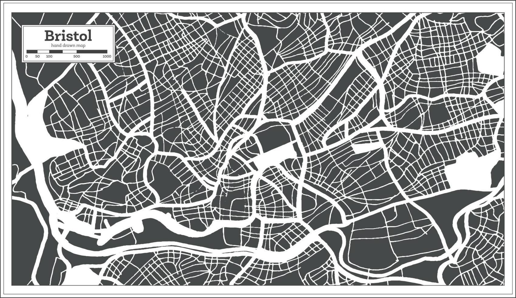 Bristol grande Gran Bretagna città carta geografica nel nero e bianca colore nel retrò stile. schema carta geografica. vettore