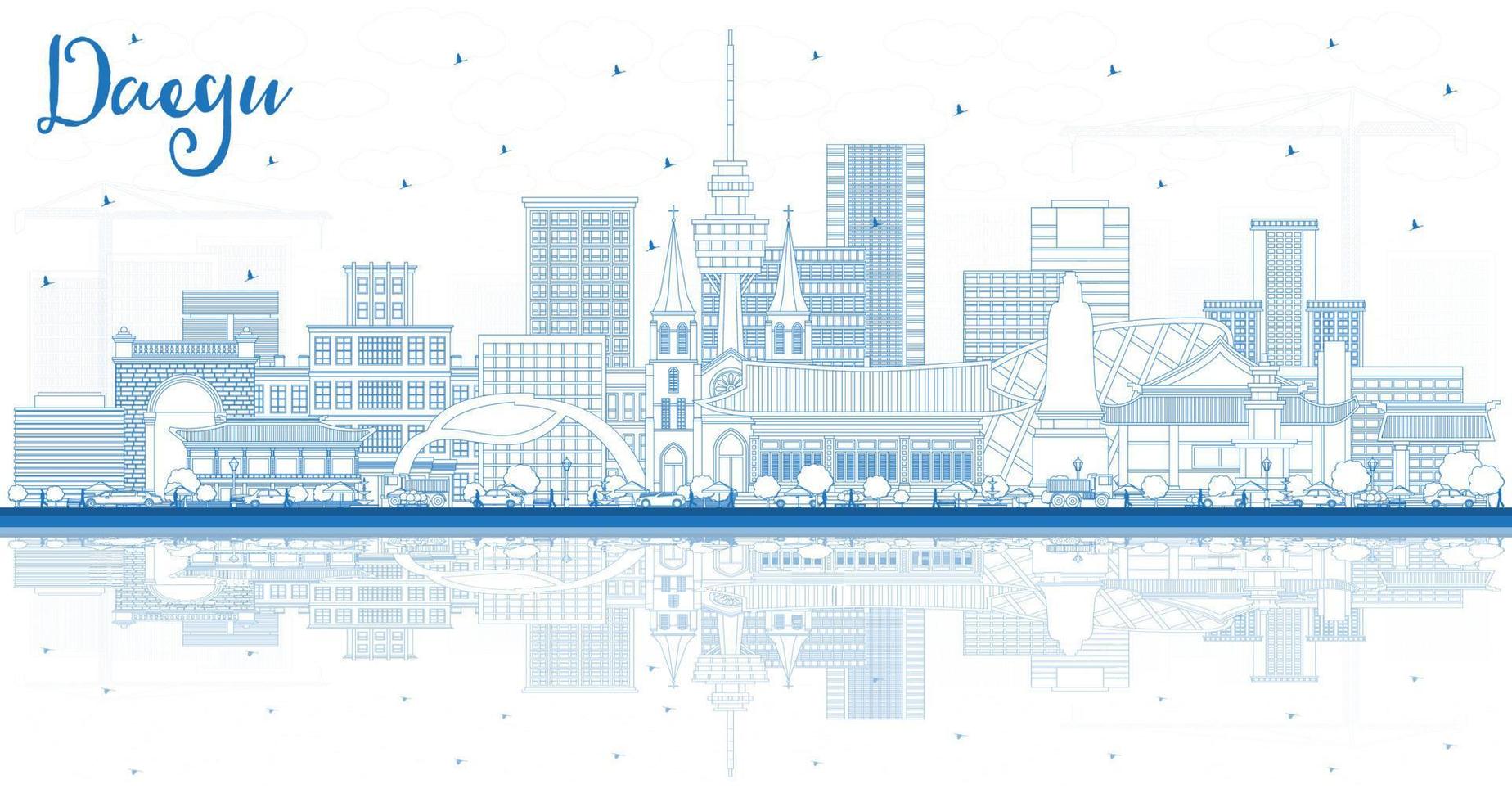 schema daegu Sud Corea città orizzonte con blu edifici e riflessi. vettore