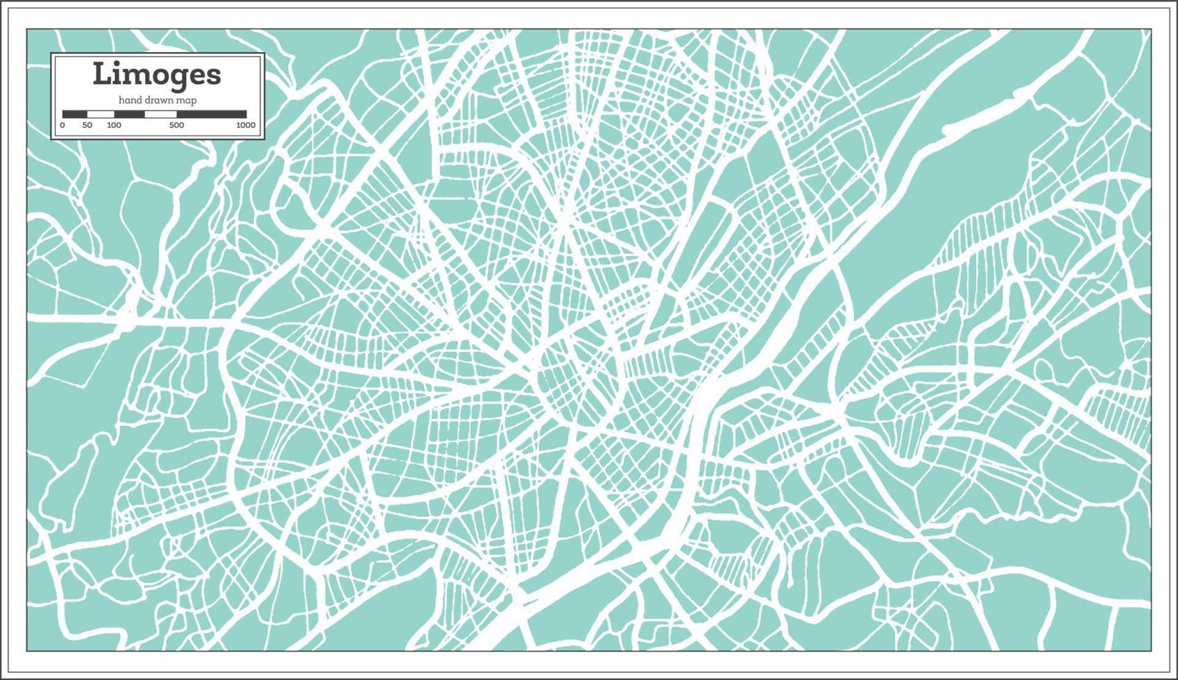 limoges Francia città carta geografica nel retrò stile. schema carta geografica. vettore