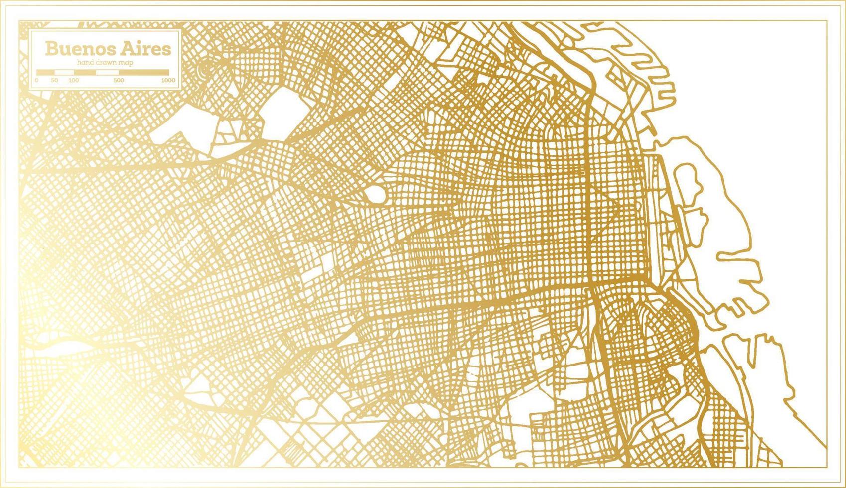 buenos arie argentina città carta geografica nel retrò stile nel d'oro colore. schema carta geografica. vettore