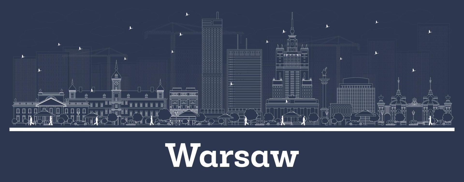 schema varsavia Polonia città orizzonte con bianca edifici. vettore